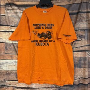 Gildan XL Men's Orange T-Shirt Nothing Runs Like A Deer When Chased By A Kubota
